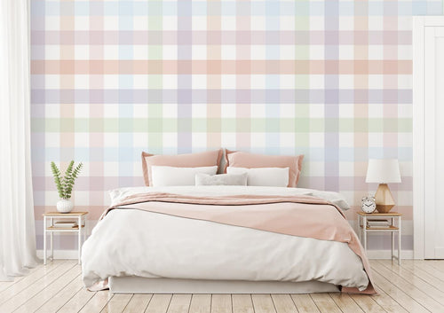Pastel Rainbow Gingham | Removable PhotoTex Wallpaper