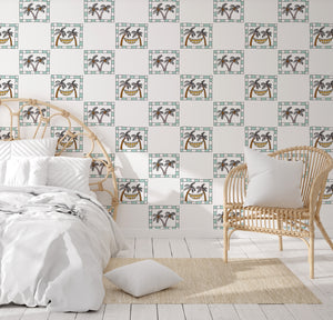 Paradise Hangs Checkers (two colourways, two scales I Removable PhotoTex Wallpaper