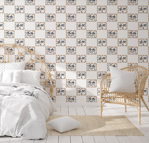 Paradise Hangs Checkers (two colourways, two scales I Removable PhotoTex Wallpaper