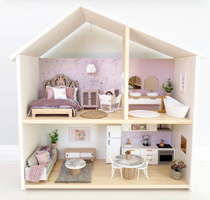 Pink Herringbone for Dollhouses & Hacks | Removable PhotoTex Wallpaper