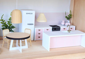 Pink Subway Tiles for Dollhouses & Hacks | Removable PhotoTex Wallpaper